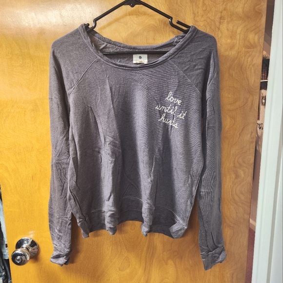 Sundry Grayish Brown "love until it hurts" Lightweight Sweatshirt 1 (S) - Picture 1 of 7
